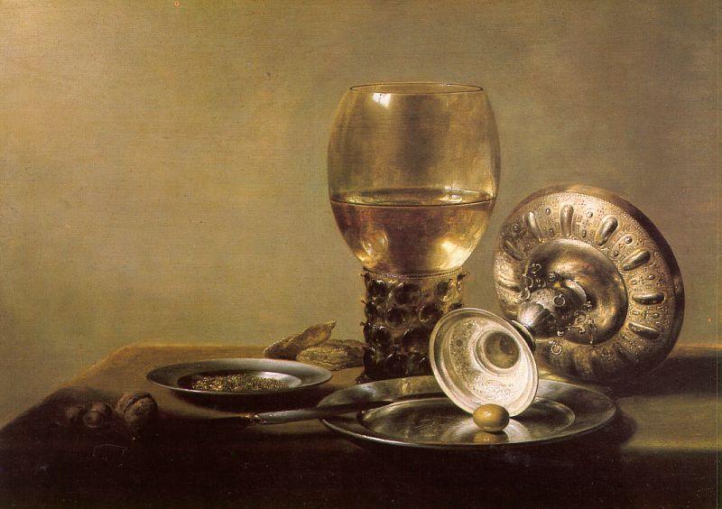 Pieter Claesz Still Life with Wine Glass and Silver Bowl Sweden oil painting art